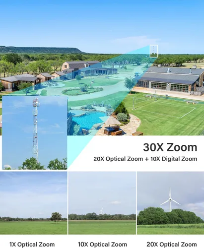 Miniatura 3 de Jennov Cámara IP PoE de 6MP para exteriores con panorámica e inclinación y zoom óptico 20X, cámara de seguridad PTZ domo de 360 grados con visión