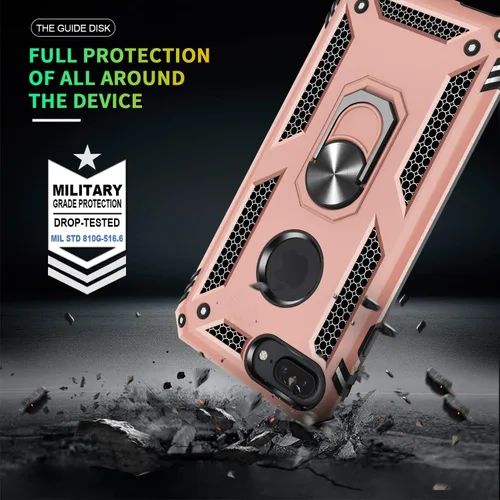 Miniatura 4 de Gritup Funda compatible con iPhone 6/6S/7/8 Plus con protector de pantalla HD, grado militar, a prueba de golpes, con anillo magnético para iPhone