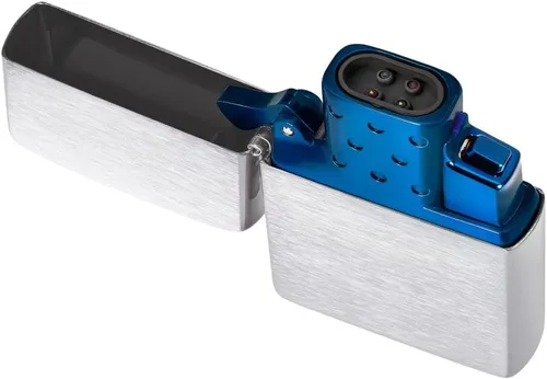 Miniatura 6 de Zippo Encendedor recargable de doble arco azul pulido - Uso diario, al aire libre, encendedores abatibles de camping