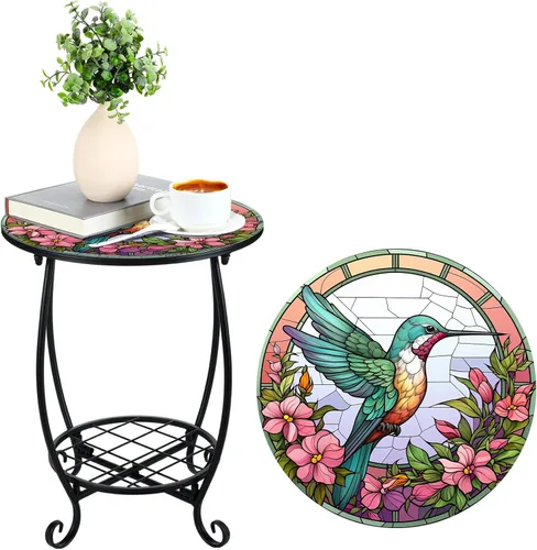 Miniatura 43 de Cinnvoice Mesa auxiliar redonda para exteriores, mosaico pequeño, decoración de patio, planta interior, mesa de té para patio, porche, jardín, sala