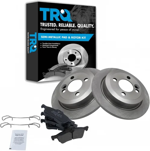 Miniatura 74 de TRQ Juego de pastillas de freno semimetálicas traseras y rotores compatibles con Chevrolet Trailblazer 02-06 Trailblazer EXT 04-06 SSR 02-07 GMC