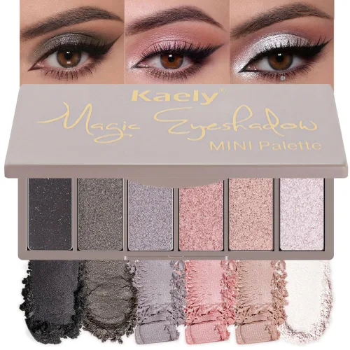 Miniatura 17 de evpct Paleta cuádruple de sombras de ojos marrón nude, brillante nude champán, dorado, marrón, cacao, brillantina, metálico, mate, alto pigmento