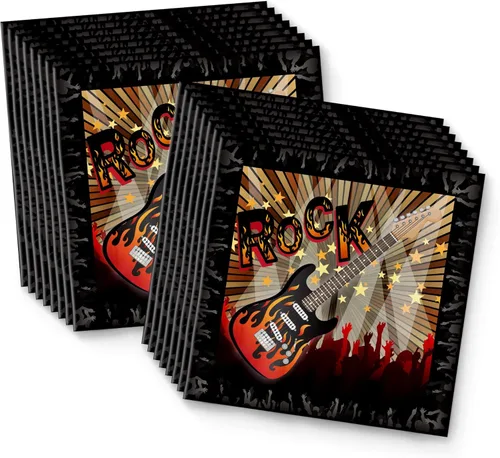 Miniatura 4 de Birthday Galore Rock Star - Juego de suministros para fiestas, platos, servilletas, vasos, vajilla para 16