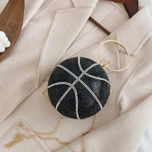 Miniatura 5 de ValiCLUD - Bolso de noche para mujer, redondo, con forma de baloncesto