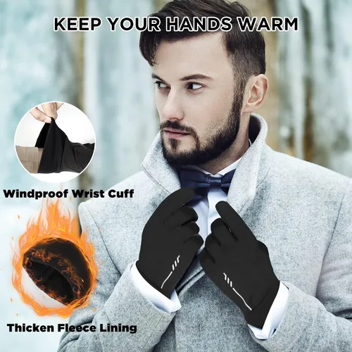 Miniatura 2 de Guantes de invierno para hombres y mujeres, guantes térmicos para correr con forro polar para clima frío, guantes ligeros y cálidos para nieve