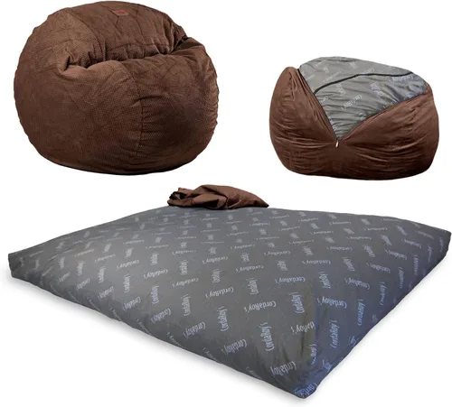 Miniatura 13 de CordaRoy's Puf de Chenilla - Silla Puf Convertible - Funda de Tela de Chenilla Lavable a Máquina - para Sótano, Sala de Estar, Sala de Juegos, Carbón