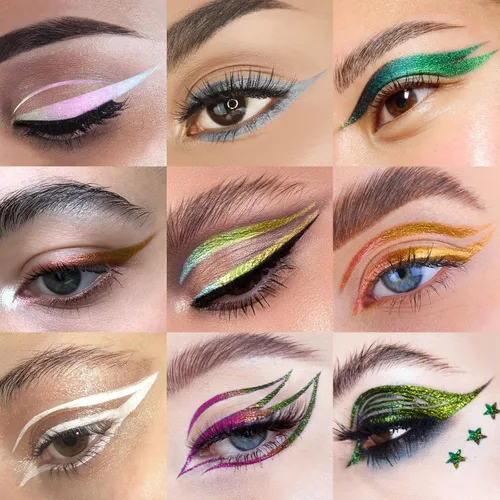 Miniatura 5 de FOCALLURE Delineador de ojos líquido camaleón, lápiz delineador de ojos intenso que cambia de color, acabado metálico multi-reflectante, a prueba