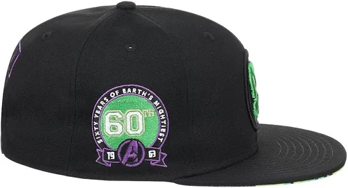 Miniatura 6 de Marvel 60th Anniversary Comic UV Adjustable Snapback Flat Bill Cap blk