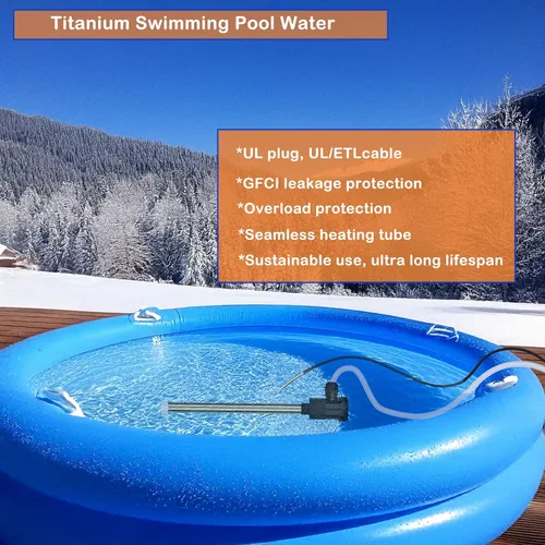 Miniatura 3 de Calentador de agua de inmersión eléctrico portátil de titanio de 2000 W totalmente sumergible para piscina y bañera de hidromasaje con GFCI, control