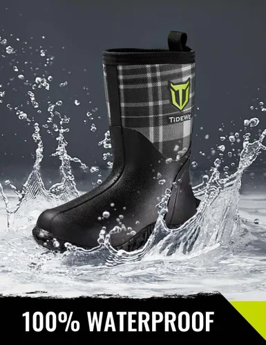 Miniatura 2 de TIDEWE Botas de goma para mujer, botas de lluvia aisladas de neopreno de 0.217 in con vástago de acero, botas de caza impermeables de media