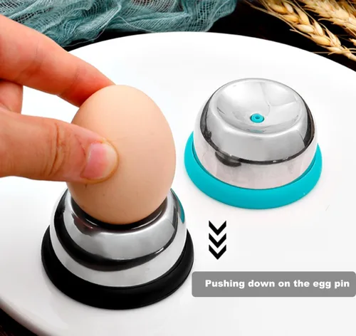 Miniatura 2 de Perforador de huevos para huevos crudos, tenedor de huevos de acero inoxidable para hervir huevos, excelente herramienta peladora de cáscara