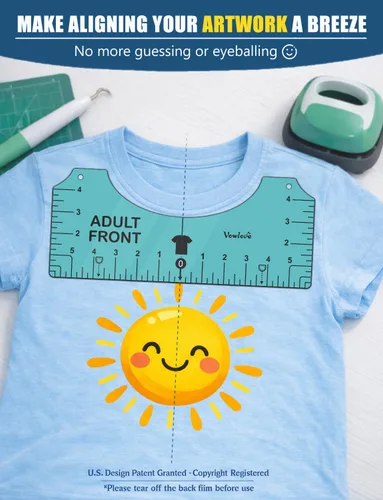 Miniatura 2 de Vowlove Guía de regla de camiseta para alineación de vinilo - Guía de reglas de medida de la camiseta, herramienta de centrado de medición de camisa