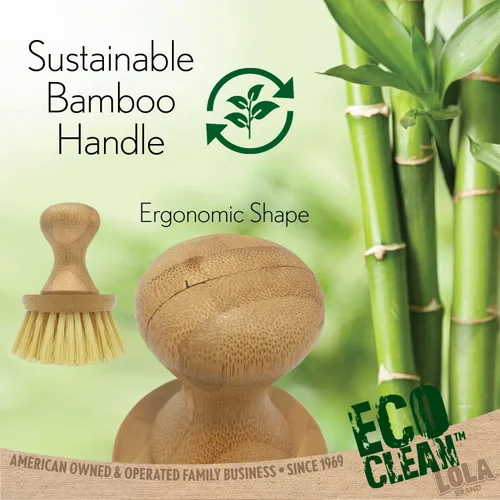 Miniatura 5 de LOLA Cepillo vegetal con perilla de bambú cómodo, cerdas de polietileno duraderas, bambú natural, fibras son botellas de soda/agua recicladas, 1