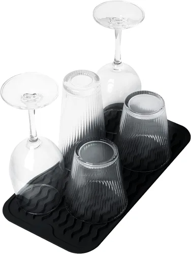 Miniatura 8 de ZLR 2 bandejas de silicona para fregadero (6 x 12 pulgadas/6.024 x 12.008 in) - Soporte estrecho para esponja para encimera de cocina - Tapete Negro