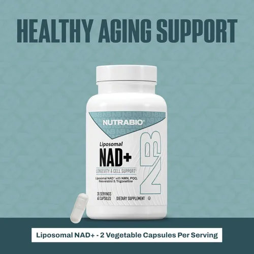 Miniatura 8 de NutraBio Suplemento liposomal NAD+ con resveratrol, NMN y PQQ para la longevidad y el apoyo celular para hombres y mujeres, vitalidad a largo plazo