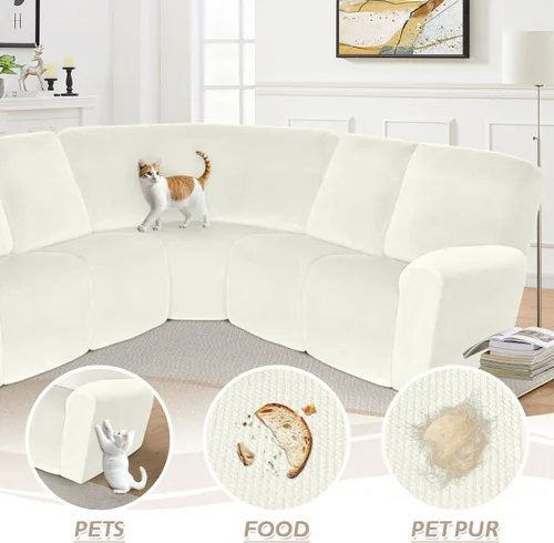 Miniatura 32 de Arfntevss Fundas de sofá seccional reclinable de terciopelo, Funda de sofá seccional de esquina para sofá reclinable, Funda elástica suave