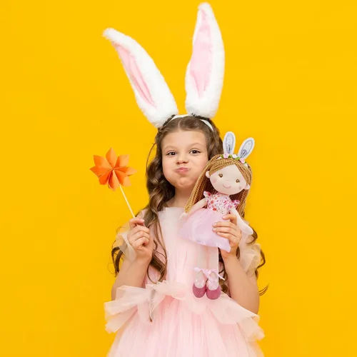 Miniatura 5 de June Garden Muñeca de hada del jardín encantado de 16 pulgadas Brielle - Muñeca de conejo de peluche rellena y suave para niña, regalo de Pascua