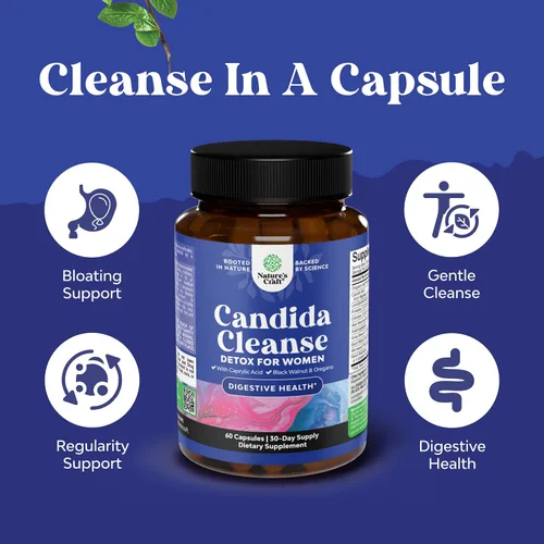Miniatura 3 de Natures Craft Candida Cleanse - Desintoxicación corporal para mujeres, desintoxicación intestinal antisobrecrecimiento para mujeres con ácido