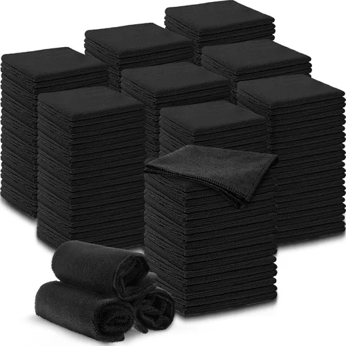 Miniatura 8 de Macarrie - 200 paños de limpieza de microfibra, toallas de microfibra para automóvil, paños de lavado absorbentes, reutilizables, sin pelusas, Negro