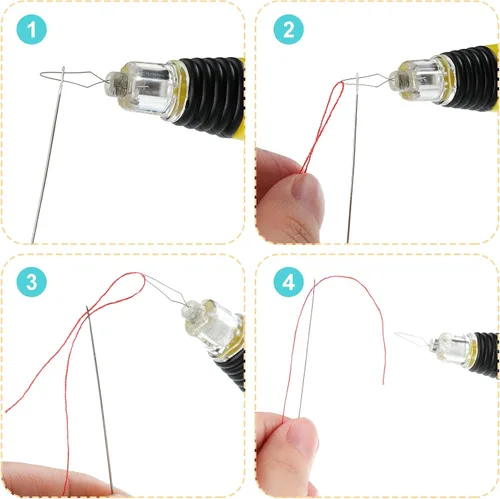 Miniatura 2 de WILLBOND 4 piezas de enhebrador de agujas LED, herramientas de costura, lazo de alambre de plástico iluminado, enhebrador de agujas para bricolaje