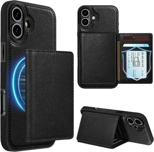 Miniatura 8 de LOHASIC Funda tipo cartera para iPhone 13 Pro Max, funda de cuero de primera calidad compatible con cargador seguro Mag, cartera magnética