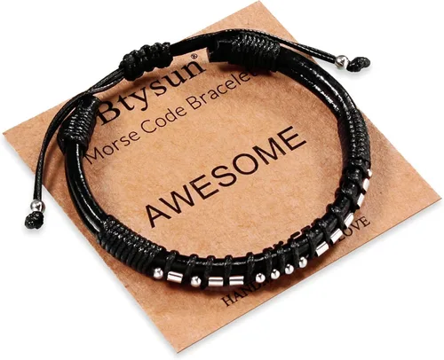 Miniatura 56 de Regalos inspiradores para hombres, pulseras con código morse, pulseras para hombre, regalos de graduación para él, Día del Padre, pulsera de cuero