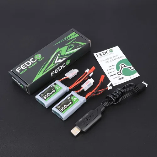 Miniatura 2 de Batería SCX24 7.4V Lipos 2S 360mAh recargable mini batería de litio con JST y MJ y PH2.0 y MX2.0 enchufe de descarga apto para SCX24 RC Car WLtoys