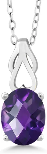 Miniatura 96 de Gem Stone King Collar de plata de ley 925 con piedra natal ovalada de 0.354 x 0.276 in Collar con colgante solitario para mujer Con cadena