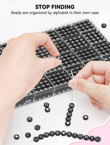 Miniatura 3 de ARTDOT Kit de fabricación de pulseras de amistad con 1400 piezas de cuentas de letras, surtido de 28 estilos, suministros para hacer joyas, juego