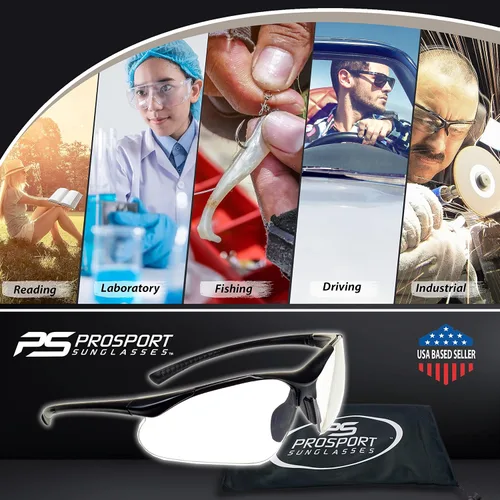 Miniatura 5 de proSPORT Gafas de seguridad para lector de lentes completas, transparentes o ahumadas, curva envolvente, no bifocales