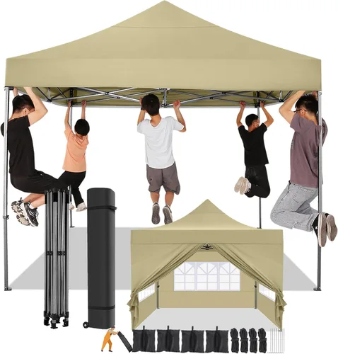 Miniatura 32 de COBIZI Toldo desplegable de 6.6 x 6.6 pies sin pared lateral, toldo resistente UPF 50+ para todas las estaciones, resistente al viento e Azul