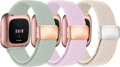 Miniatura 8 de Pack de 6 bandas de nailon compatibles con Fitbit Versa, banda de reemplazo suave, elástica, ajustable y elegante, adecuada para hombres y mujeres