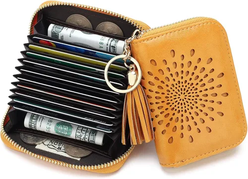 Miniatura 8 de APHISON RFID - Porta tarjeta de crédito con cremallera carteras pequeñas para mujer en cuero estilo girasol para mujer y niña caja de regalo 1927