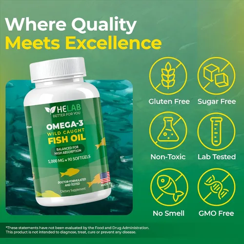 Miniatura 9 de Suplemento de aceite de pescado Omega 3 (90 unidades) Aceite de pescado omega3 capturado en la naturaleza, alto EPA DHA, rico en ácidos grasos