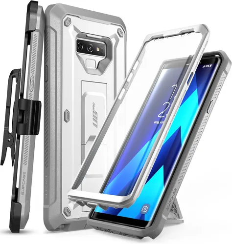 SUPCASE Funda para Galaxy Note 9 con protector de pantalla (Unicorn Beetle Pro), [soporte integrado y clip para cinturón] Funda protectora Blanco