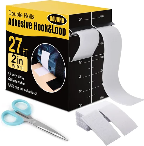Miniatura 14 de Navona Tiras de gancho y bucle de 30 pies x 1 pulgada con adhesivo, 2 rollos de cinta de gancho y bucle resistente con respaldo para el hogar