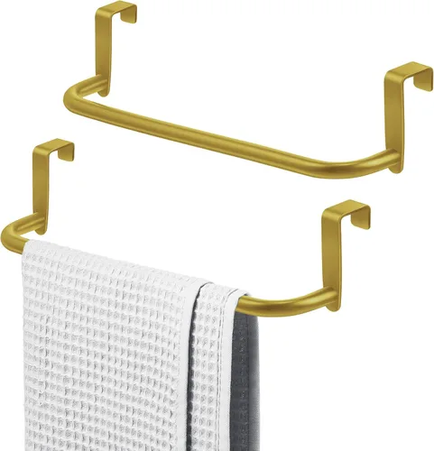 Miniatura 11 de 2 piezas barra toallero de metal para gabinete de cocina, barra toallero de acero para colgar en el interior o exterior de las puertas, hogar, Negro