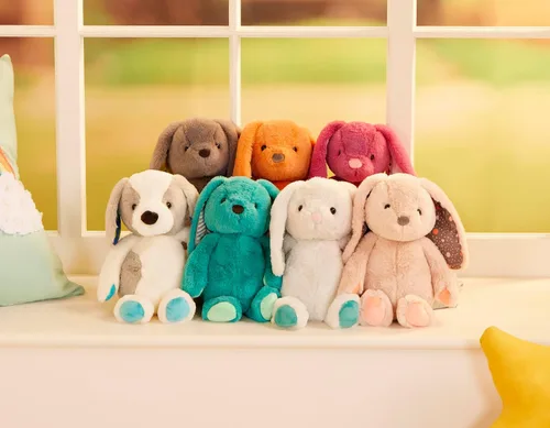 Miniatura 3 de B. toys – Conejo de peluche de 30 cm suave y mullido lavable – Tonos felices – Conejo Peppy Mint – 0 meses+ Conejito gris hielo