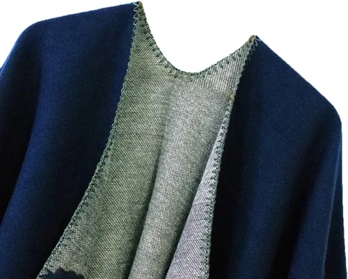 Miniatura 221 de Urban CoCo Poncho de colores para mujer, chal con frente abierto, color en bloques