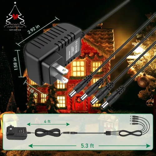 Miniatura 3 de AC-DC - Cargador de alimentación de repuesto para Lemax 74295, accesorio iluminado de Navidad con tomas de salida de 3/4