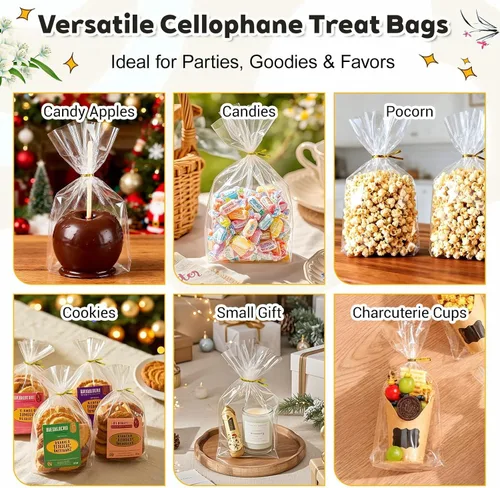 Miniatura 3 de PigPotParty Bolsas de celofán de 6 x 9 pulgadas, paquete de 100 bolsas transparentes con refuerzo inferior para exhibición de pie, pequeño