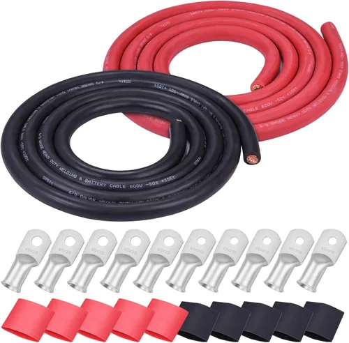 Miniatura 12 de Cable de Soldadura Calibre 1/0, iGreely 1/0 AWG Cables de Soldadura de Batería de Cobre Puro para Generador Solar Automático, 5 piezas de 5/16" y 5