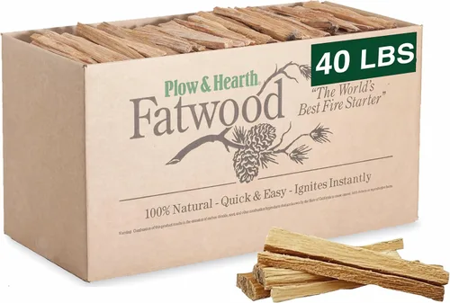 Miniatura 10 de Plow & Hearth Palitos Iniciadores de Fuego de Madera Grasa de 2 Libras, Yesca Orgánica, Madera Grasa de Fácil Encendido, Iniciadores de Fuego