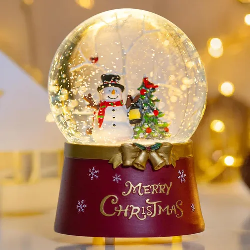 Miniatura 33 de Gnomos de Navidad de 10 pulgadas, linterna de globo de nieve iluminada, caprichoso árbol de Navidad y elfo escandinavo, linterna de agua musical