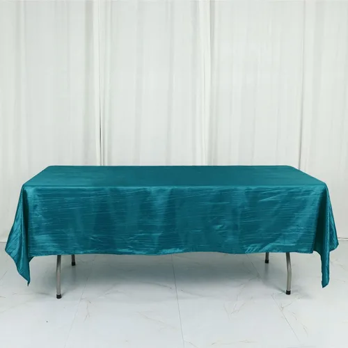 Miniatura 44 de Tableclothsfactory Mantel rectangular de tafetán arrugado de acordeón azul polvoriento, de 60 x 102 pulgadas, perfecto para ceremonias de boda