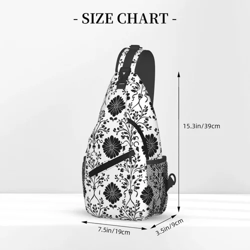 Miniatura 2 de Small Crossbody Bags for Women Men - Vintage Flower Black Print Adjustable Shoulder Bag Fanny Packs Belt Sling Bag Crossbody Purses Backpack for