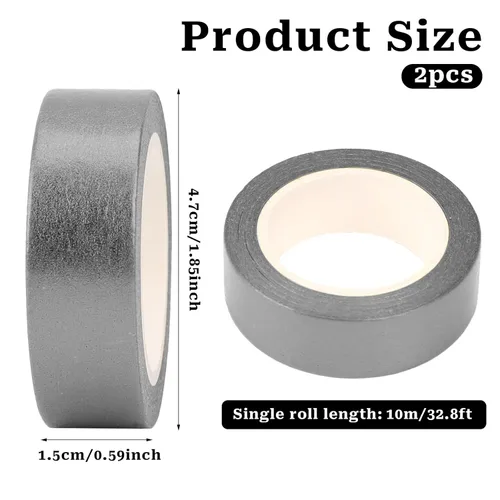 Miniatura 2 de 2 rollos de cinta washi metálica plateada, cintas Washi decorativas para arte gráfico, cinta adhesiva adhesiva para álbumes de recortes