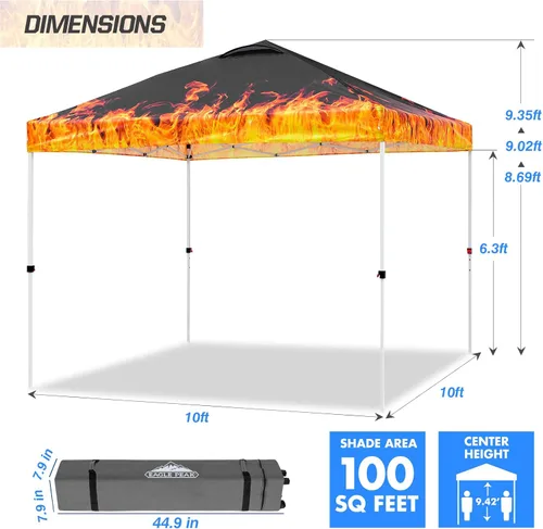 Miniatura 332 de EAGLE PEAK Tienda de campaña desplegable con bolsa de transporte con ruedas, 8 estacas, 4 cuerdas, 4 bolsas de peso, toldo de tienda de campaña