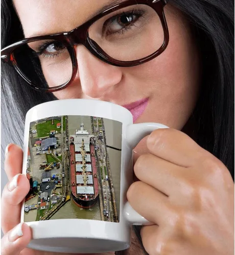 Miniatura 2 de 3dRose Container Ship Panama Canal Magic - Taza transformadora, 11 onzas