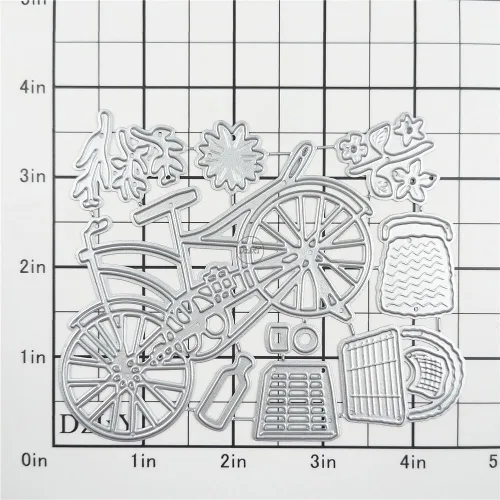 Miniatura 3 de DzIxY Cesta de flores para bicicleta, troqueles de corte de metal, kit de fabricación de tarjetas, troquelados, troqueles, álbumes de recortes, 33